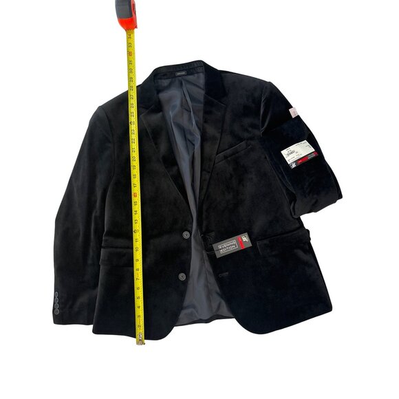 J. Ferrar Evening Edition Slim Fit Black Velvet Mens Blazer Size 46 SH - Picture 3 of 5